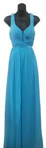 LA Merchandise LA1225 Simple Sleeveless Long Chiffon Bridesmaid Dress - TURQUOISE - LA Merchandise