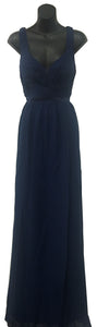 LA Merchandise LA1225 Simple Sleeveless Long Chiffon Bridesmaid Dress - NAVY - LA Merchandise