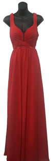 Load image into Gallery viewer, LA Merchandise LA1225 Simple Sleeveless Long Chiffon Bridesmaid Dress - RED - LA Merchandise