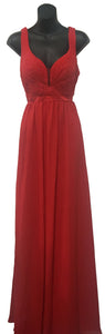 LA Merchandise LA1225 Simple Sleeveless Long Chiffon Bridesmaid Dress - RED - LA Merchandise