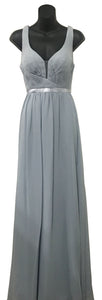 LA Merchandise LA1225 Simple Sleeveless Long Chiffon Bridesmaid Dress - SILVER - LA Merchandise