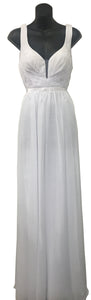 LA Merchandise LA1225 Simple Sleeveless Long Chiffon Bridesmaid Dress - WHITE - LA Merchandise