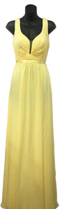 LA Merchandise LA1225 Simple Sleeveless Long Chiffon Bridesmaid Dress - YELLOW - LA Merchandise