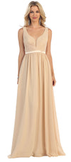 Load image into Gallery viewer, LA Merchandise LA1225 Wholesale Ruched Long Formal Dress - CHAMPAGNE - LA Merchandise