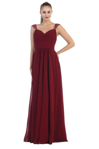 LA Merchandise LA1275 Queen Anne Neckline Long Formal Dress - - LA Merchandise