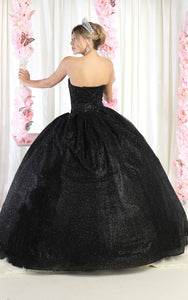 LA Merchandise LA138 Strapless Sweetheart Glitter Quince Ball Gown - - Dress LA Merchandise
