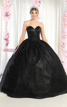 Load image into Gallery viewer, LA Merchandise LA138 Strapless Sweetheart Glitter Quince Ball Gown - BLACK - Dress LA Merchandise