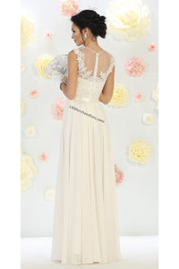 LA Merchandise LA1428B Cap Sleeve Chiffon Plus Size bridal dress - - LA Merchandise