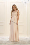 Load image into Gallery viewer, LA Merchandise LA1428 Boat Neck Cap Sleeve Formal Dress - CHAMPAGNE - LA Merchandise