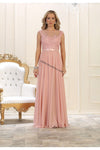 Load image into Gallery viewer, LA Merchandise LA1428 Boat Neck Cap Sleeve Formal Dress - DUSTY ROSE - LA Merchandise