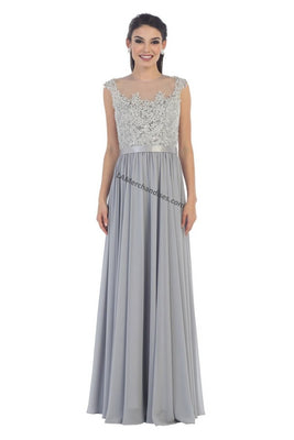 LA Merchandise LA1428 Wholesale Long Evening Gown - SILVER - LA Merchandise