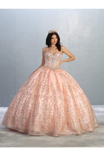 Load image into Gallery viewer, LA Merchandise LA145 Detailed Corset Quince Glitter Formal Ball Gown - BLUSH - LA Merchandise