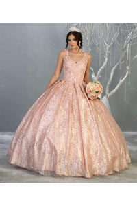 LA Merchandise LA149 Plus Size Sleeveless Floral Quinceanera Ball Gown - BLUSH - LA Merchandise