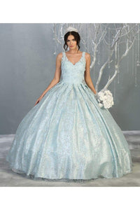 LA Merchandise LA149 Plus Size Sleeveless Floral Quinceanera Ball Gown - BABY BLUE - LA Merchandise