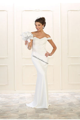 LA Merchandise LA1529B Off Shoulder Long Bridal Dress - - LA Merchandise