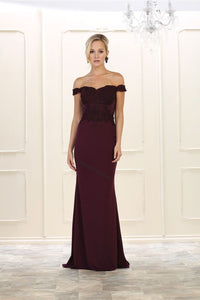 LA Merchandise LA1529 Wholesale Long Evening Gown - Eggplant - LA Merchandise
