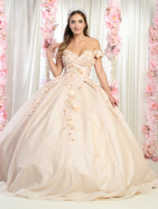 LA Merchandise LA154 Sweetheart Off The Shoulder Quince Ball Gown - CHAMPAGNE - La Merchandise