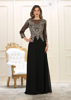 LA Merchandise LA1549 Plus Size Formal Evening Mother of Bride Gown - BLACK GOLD - LA Merchandise