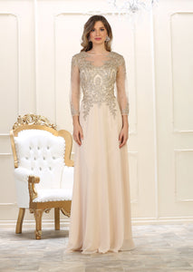 LA Merchandise LA1549 Plus Size Formal Evening Mother of Bride Gown - CHAMPAGNE GOLD - LA Merchandise
