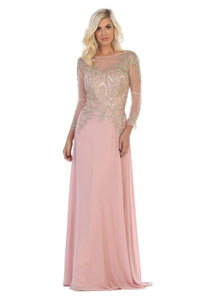 LA Merchandise LA1549 Plus Size Formal Evening Mother of Bride Gown - DUSTY ROSE - LA Merchandise