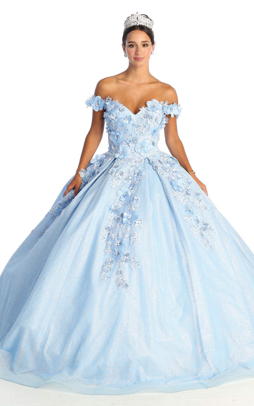 LA Merchandise LA154 Sweetheart Off The Shoulder Quince Ball Gown - BABY BLUE - La Merchandise