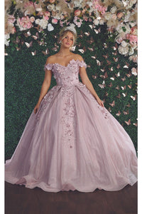 LA Merchandise LA154 Sweetheart Off The Shoulder Quince Ball Gown - MAUVE - La Merchandise