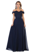 Load image into Gallery viewer, LA Merchandise LA1601 Corset Off The Shoulder Wholesale Prom Dress - Navy - LA Merchandise