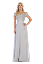 Load image into Gallery viewer, LA Merchandise LA1601 Corset Off The Shoulder Wholesale Prom Dress - Silver - LA Merchandise