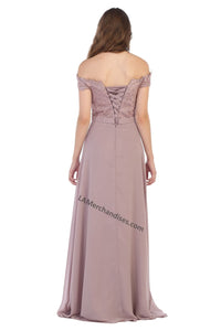 LA Merchandise LA1601 Off Shoulder Embellished Formal Evening Gown - - LA Merchandise