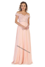 Load image into Gallery viewer, LA Merchandise LA1601 Off Shoulder Embellished Formal Evening Gown - BLUSH - LA Merchandise