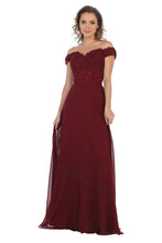 Load image into Gallery viewer, LA Merchandise LA1601 Off Shoulder Embellished Formal Evening Gown - BURGUNDY - LA Merchandise