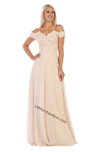 Load image into Gallery viewer, LA Merchandise LA1601 Off Shoulder Embellished Formal Evening Gown - CHAMPAGNE - LA Merchandise