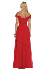 LA Merchandise LA1601 Off Shoulder Embellished Formal Evening Gown - - LA Merchandise