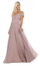 Load image into Gallery viewer, LA Merchandise LA1602 Long Off Shoulder Corset Formal Dress - MAUVE - LA Merchandise