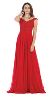 Load image into Gallery viewer, LA Merchandise LA1602 Long Off Shoulder Corset Formal Dress - RED - LA Merchandise