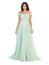 Load image into Gallery viewer, LA Merchandise LA1602 Long Off Shoulder Corset Formal Dress - SAGE - LA Merchandise