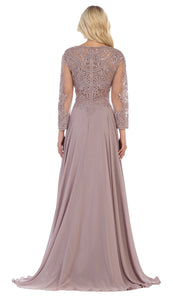 LA Merchandise LA1615 Elegant Long Sleeve Mother of the Bride Dress - - LA Merchandise