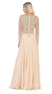LA Merchandise LA1615 Elegant Long Sleeve Mother of the Bride Dress - - LA Merchandise