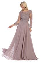 Load image into Gallery viewer, LA Merchandise LA1615 Elegant Long Sleeve Mother of the Bride Dress - Mauve - LA Merchandise