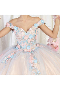 LA Merchandise LA164 Embroidered Quinceanera Ball Gown - - Formal Dress Shops, Inc