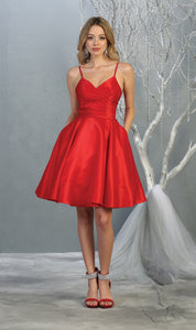 LA Merchandise LA1654 Spaghetti Straps Pockets Simple Hoco Dress - - LA Merchandise