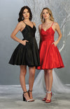 Load image into Gallery viewer, LA Merchandise LA1654 Spaghetti Straps Pockets Simple Hoco Dress - BLACK - LA Merchandise
