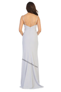 LA Merchandise LA1666 Simple Long Bridesmaid Dress with High Slit - - LA Merchandise