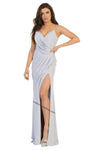 Load image into Gallery viewer, LA Merchandise LA1666 Simple Long Bridesmaid Dress with High Slit - Silver - LA Merchandise