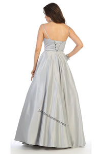 LA Merchandise LA1678 Simple Spaghetti Straps Long Satin Semi Ballgown - - LA Merchandise