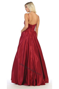 LA Merchandise LA1678 Simple Spaghetti Straps Long Satin Semi Ballgown - - LA Merchandise
