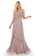 Load image into Gallery viewer, LA Merchandise LA1686 Wholesale Bridesmaid Off Shoulders Chiffon Dress - MAUVE - LA Merchandise