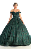 Load image into Gallery viewer, LA Merchandise LA169 Off Shoulder Quinceanera Ball Gown - HUNTER GREEN - LA Merchandise