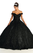Load image into Gallery viewer, LA Merchandise LA169 Off Shoulder Quinceanera Ball Gown - BLACK - LA Merchandise
