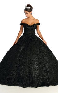 LA Merchandise LA169 Off Shoulder Quinceanera Ball Gown - BLACK - LA Merchandise